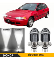 Honda Civic 1991-1995 Mercekli Far Ampulü Led Xenon Beyaz Şimşek Etkili CSP Led Lamba Uzun Kısa