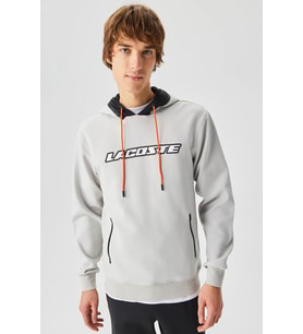 Lacoste Regular Fit Ayarlanabilir Kapüşonlu Baskılı Gri Erkek Sweatshirt