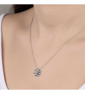 Taşlı Çicek Taş 925 Ayar Gümüş Kolye