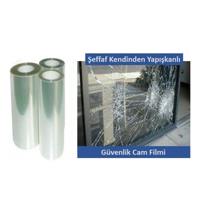 Kendinden Yapışkanlı Şeffaf Cam Koruma Folyosu Güvenlik Cam Filmi 50 cm x 2 Metre