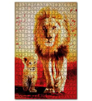 Cakapuzzle Aslan ve Yavrusu Görseli Puzzle Yapboz MDF (Ahşap) (120 Parça)