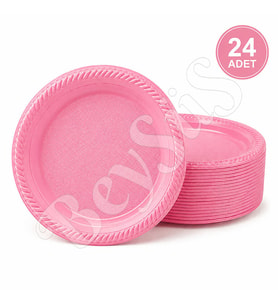 Parti Plastik Tabak 24lü Pembe