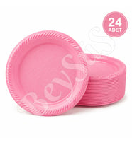 Parti Plastik Tabak 24lü Pembe