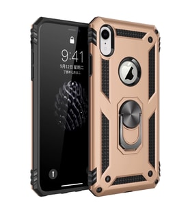 Newface Apple iPhone XR Kılıf Sofya Yüzüklü Silikon Kapak - Gold