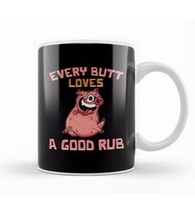 Cute Every Butt Loves A Good Rub Funny Pig BBQ Pun Kupa Bardak Porselen