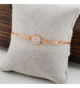 Baget Taşlı Rose Kaplamalı 925 Ayar Gümüş Kadın Bileklik