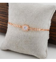 Baget Taşlı Rose Kaplamalı 925 Ayar Gümüş Kadın Bileklik
