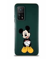Xiaomi Mi 10T Pro Soft Premier Kapak Mickey Mouse-A Tasarımlı Silikon Kılıf - Yeşil (Şeffaf)