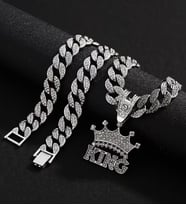 Hip Hop Iced Out King Pendant Küba Zincir Kolye Ucu Charm