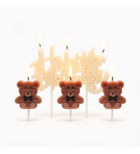 Happy Birthday Ayıcıklı 3 lü Mum