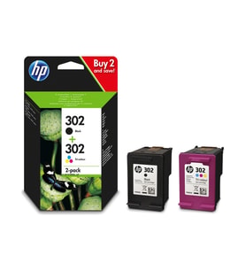 HP  Orijinal 302 Mürekkep Kartuşu Siyah ve Renkli 2'li Paket (X4D37Ae)