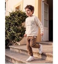 LCW Kids Bej New York Baskılı Erkek Çocuk Sweatshirt