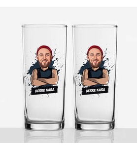 Erkeklere Hediye Karikatürlü İkili Rakı Bardağı