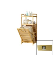 2 RAFLI - AHŞAP BAMBU KİRLİ ÇAMAŞIR ÇEK AÇ SEPETİ SPT=40X30X53CM RAF=31CM+53+11=Y=95CM (4767)