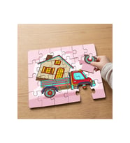 Ev Taşıyan Kamyonet Tasarımlı 24 Parça Ahşap Çocuk Puzzle MPK0767