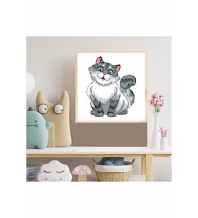 İngiliz Kedi Çocuk Odası Ahşap Çerçeve Tablo