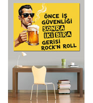 Bira Reklamı Neşeli Adam Dekoratif Kanvas - Mdf Ahşap Tablo