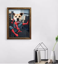 Evcil Dostlara Özel Süper Kahraman Tasarımlı Portre Doğal Masif Ahşap Çerçeveli Tablo 45x65cm-2