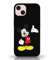 Apple iPhone 13 Mini  Lansman Kılıf Mickey Mouse Tasarımlı Altı Kapalı İçi Kadife Kaplı  Kapak (Şeffaf)