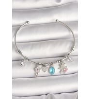 Pirinç Gümüş Renk Sallantı Zirkon Taşlı Ayıcık Figür Çiçek Detay Charm K - SSSSSS2215-7
