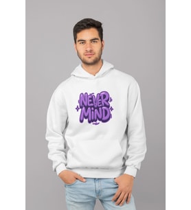 Unisex Oversize Kapüşonlu Sweatshirt - Graffiti Yazı Baskılı Streetwear Hoodie (Beyaz)