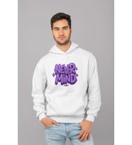Unisex Oversize Kapüşonlu Sweatshirt - Graffiti Yazı Baskılı Streetwear Hoodie (Beyaz)