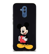 Huawei Mate 20 Lite Soft Premier Kapak Mickey Mouse-E Tasarımlı Silikon Kılıf - Siyah (Şeffaf)
