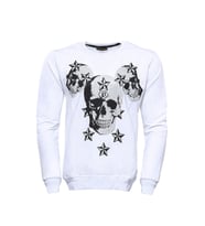 Baskılı Beyaz Bisiklet Yaka Sweatshirt - Wessi