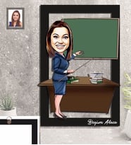 Kişiye Özel Öğretmen Karikatürlü 3D Ahşap Tablo 30x47 Bayan-18