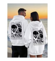 Sevgili Çift Kombini 2’li The Lovers Baskılı Unisex Oversize Sweatshirt – Skull Aşk Tasarımı (Beyaz)