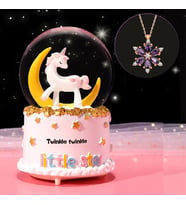 Sevgiliye Hediye Unicorn Işıklı Müzikli Kar Küresi Ve ,Lotus Çiçeği Kolye
