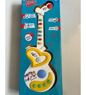 Müzikli Gitar 30 Cm   Işıklı Müzikli Gitar  4 Türkçe Şarkı (Sarı)