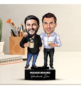 Kişiye Özel Sıkı Dostlar Arkadaşa Hediye Karikatürlü Biblo