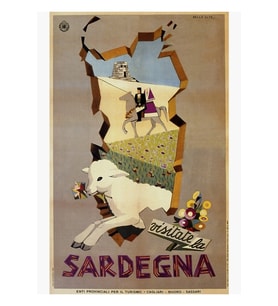 Sardunya'yı Ziyaret Edin Eski Italyan Seyahat Reklamı Tablo Ahşap Poster Dekoratif