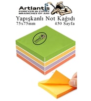 Yapışkanlı Not Kağıdı 5 Renk 450 Sayfa 1 Paket Gizemli Küp Blok Yapışkanlı Postit 75x75 mm Renkli  (Çok Renkli)