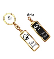 Kişiye Özel 1 Dargın 1 Barışık Emoji Anahtarlık 3 (Altın)