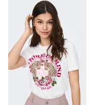 Only ONLLENNI LIFE REG S/S WILD TOP BOX JRS Beyaz Kadın T-Shirt 15290640