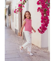 Civil Girls Çilek Nakışlı 6-9 Yaş Pantolon - Kırık Beyaz