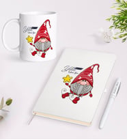 BK Gift Kişiye Özel Yılbaşı Mutlu Yıllar Tasarımlı Beyaz Defter Kalem Kupa Seti - 9