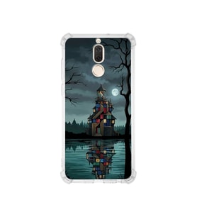 PrintiFy Huawei Mate10lite ile Uyumlu Simya Serisi Gölge Ve Cam Tasarımlı Uv Baskılı Köşe Korumalı Antişok Kılıf