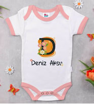 BK Kids Kişiye Özel Pembe Bebek Body Zıbın - Model 109