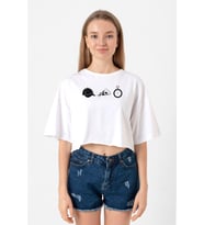 The Walking Dead Glenn Rhee Symbols Beyaz Kadın Crop Tshirt