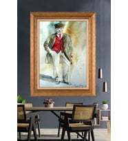 Altın Varaklı Çerçeveli Paspartulu Atatürk Tablo TR1301 (Gold)
