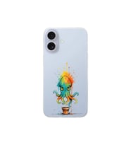 iPhone 17 ile uyumlu Splash ahtapot tasarımlı şeffaf silikon kılıf