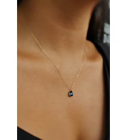 14 Ayar Altın Mavi Doğal Taşlı Kolye