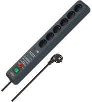 Brennenstuhl Secure-Tec 6'lı 19.500 Amper Akım Korumalı Priz 3 Metre (Sesli Uyarı Sistemli)