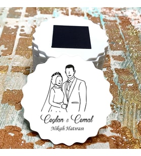 Magnet Hediyelik - Tesettürlü Gelin / Damat Tasarım Düğün, Nikah, Nişan, Söz Hatırası Magnet