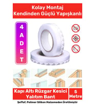 Rüzgar Kesici Ses Böcek Toz Önleyici Yalıtım Kapı Pencere Isı Izolasyon Şeffaf Şerit Bant 5mt 4 Adet