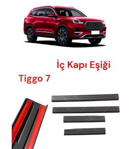 Chery Tiggo 7 Plasik Yapışkanlı Araba Kapı Eşiği 4'lü Siyah