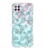 Huawei P40 Lite Uyumlu Kapak Floral Su Yeşili Tasarımlı Şeffaf Silikon Kılıf
